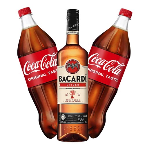 Bacardi Spiced Rum 70cl with Coca-Cola Mixer